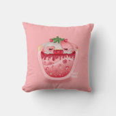 Cute Strawberry Throw Pillow – Kawaii Design クッション (正面)