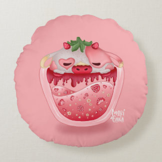 Cute Strawberry Throw Pillow – Kawaii Design ラウンドクッション