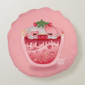Cute Strawberry Throw Pillow – Kawaii Design ラウンドクッション (裏面)