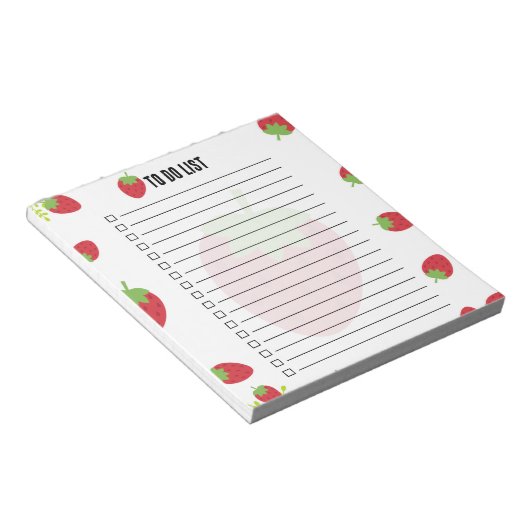 Cute Strawberry To-Do List Notepad ノートパッド (アングル)