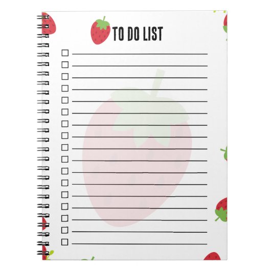 Cute Strawberry To-Do List Notepad ノートブック (正面)