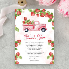 Cute Strawberry Truck Berry Sweet Baby Shower サンキューカード
