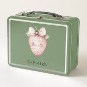 Cute Strawberry with Bow メタルランチボックス (正面)