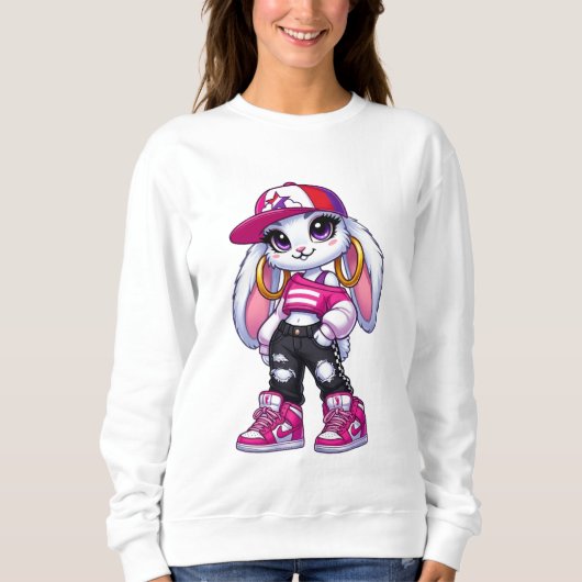 Cute Street Style Bunny Sweatshirt 🐰💖✨ | Trendy  スウェットシャツ (正面)
