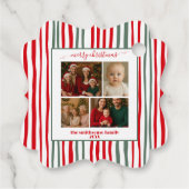 Cute Stripes family Photo merry Christmas フェイバータグ (裏面)