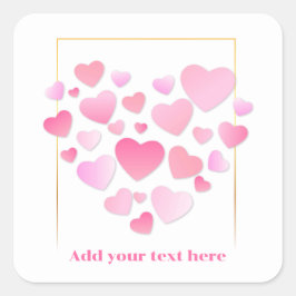 Cute Style Pink Hearts Romantic Valentine's Day スクエアシール