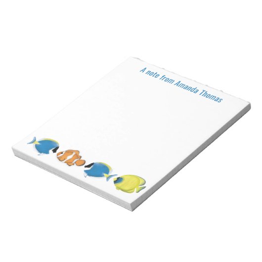 Cute Stylish Personalized Tropical Fish  ノートパッド (回転)