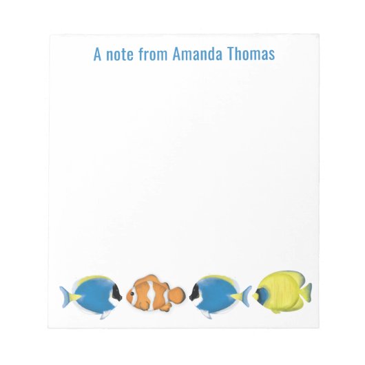 Cute Stylish Personalized Tropical Fish ノートパッド (正面)