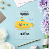 Cute Submarine Deep Sea Birthday Kids Photo アクリル招待状 (インサイチュ (ウェディング))