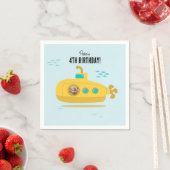 Cute Submarine Deep Sea Birthday Kids Photo スタンダードカクテルナプキン (インサイチュ)