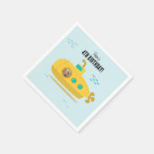Cute Submarine Deep Sea Birthday Kids Photo スタンダードカクテルナプキン (角)