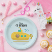 Cute Submarine Deep Sea Birthday Kids Photo ペーパープレート (パーティー)