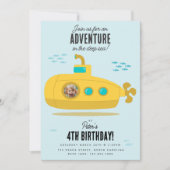 Cute Submarine Deep Sea Birthday Kids Photo 招待状 (正面)