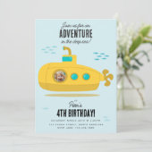Cute Submarine Deep Sea Birthday Kids Photo 招待状 (スタンド正面)