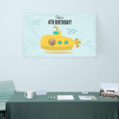Cute Submarine Deep Sea Birthday Kids Photo 横断幕 (トレードショー)