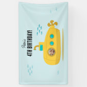 Cute Submarine Deep Sea Birthday Kids Photo 横断幕 (縦)