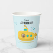 Cute Submarine Deep Sea Birthday Kids Photo 紙コップ (裏面)