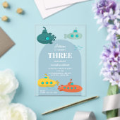 Cute Submarine Deep Sea Kids Birthday Party アクリル招待状 (インサイチュ (ウェディング))