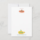 Cute Submarine Nautical Deep Sea Fish Kids サンキューカード (正面)