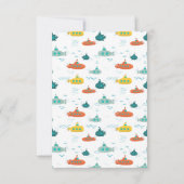 Cute Submarine Nautical Deep Sea Fish Kids サンキューカード (裏面)