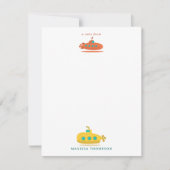 Cute Submarine Nautical Deep Sea Fish Kids ノートカード (正面)