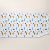 Cute Submarine Nautical Deep Sea Fish Kids ビーチタオル (正面)