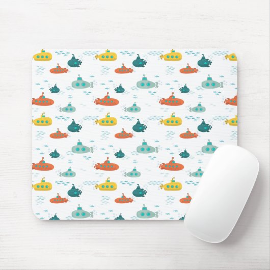 Cute Submarine Nautical Deep Sea Fish Kids マウスパッド (マウス)