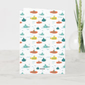 Cute Submarine Nautical Deep Sea Fish Pattern カード (裏面)