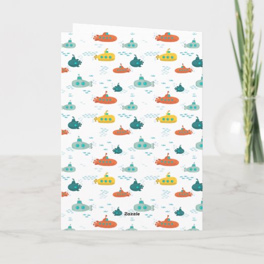 Cute Submarine Nautical Deep Sea Fish Pattern カード (裏面)