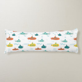 Cute Submarine Nautical Deep Sea Fish Pattern ボディピロー