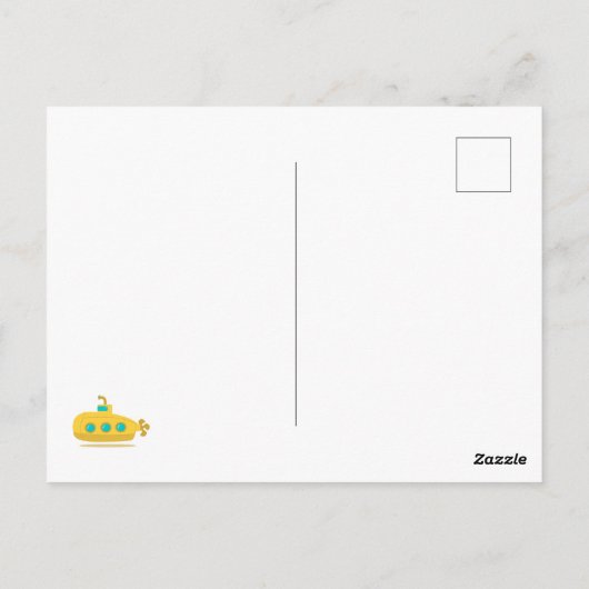 Cute Submarine Nautical Deep Sea Fish Pattern ポストカード (裏面)