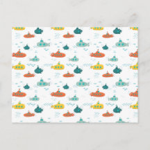 Cute Submarine Nautical Deep Sea Fish Pattern