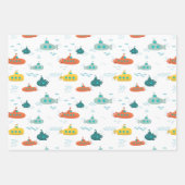 Cute Submarine Nautical Deep Sea Fish Pattern ラッピングペーパーシート (正面3)