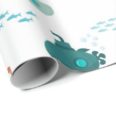 Cute Submarine Nautical Deep Sea Fish Pattern ラッピングペーパー (ロールコーナー)