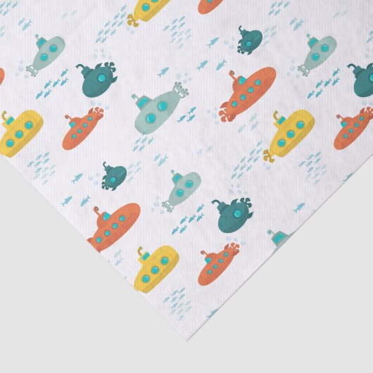 Cute Submarine Nautical Deep Sea Fish Pattern 薄葉紙 (詳細)