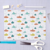 Cute Submarine Nautical Deep Sea Fish Pattern 薄葉紙 (クラフト)