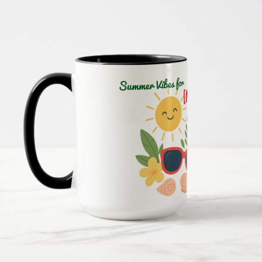 Cute Summer Beach Mug Personalized Name | Sun  マグカップ (左)