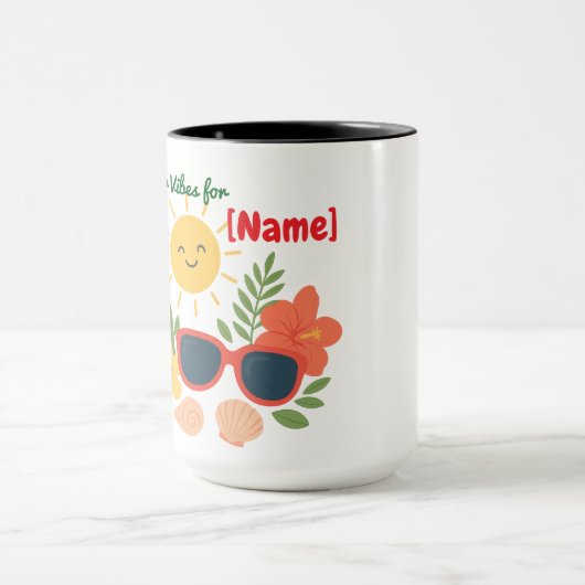 Cute Summer Beach Mug Personalized Name | Sun マグカップ (中央)