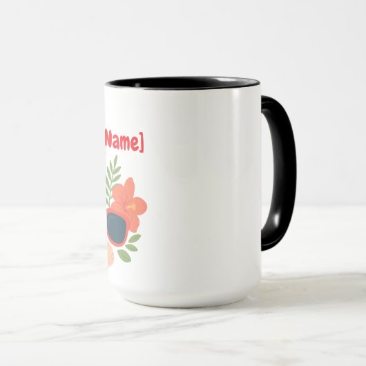 Cute Summer Beach Mug Personalized Name | Sun マグカップ (正面右)