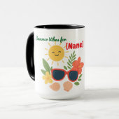 Cute Summer Beach Mug Personalized Name | Sun マグカップ (正面左)
