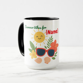 Cute Summer Beach Mug Personalized Name | Sun マグカップ
