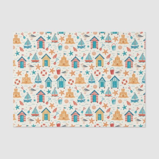 Cute Summer Beach Ocean Pattern Tissue Paper 薄葉紙 (正面)