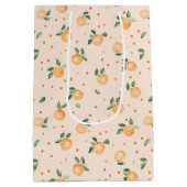 Cute Summer Citrus Oranges Fruit Pattern ミディアムペーパーバッグ (裏面)