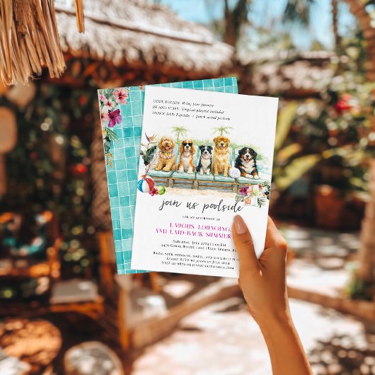 Cute Summer Dogs | Tropical Poolside Party 招待状