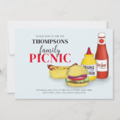Cute Summer Picnic Trendy Whimsical Gingham 招待状 (正面)