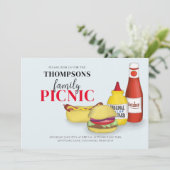 Cute Summer Picnic Trendy Whimsical Gingham 招待状 (スタンド正面)