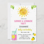 Cute summer pink lemonade invitation 招待状 (正面)