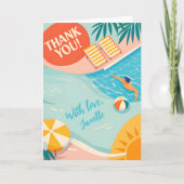 Cute Summer Pool Party Thank You Beach Tropical カード (正面)