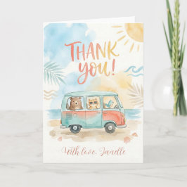 Cute Summer Thank You Thank You Beach Van Animals カード