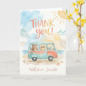 Cute Summer Thank You Thank You Beach Van Animals カード (黄色い花)
